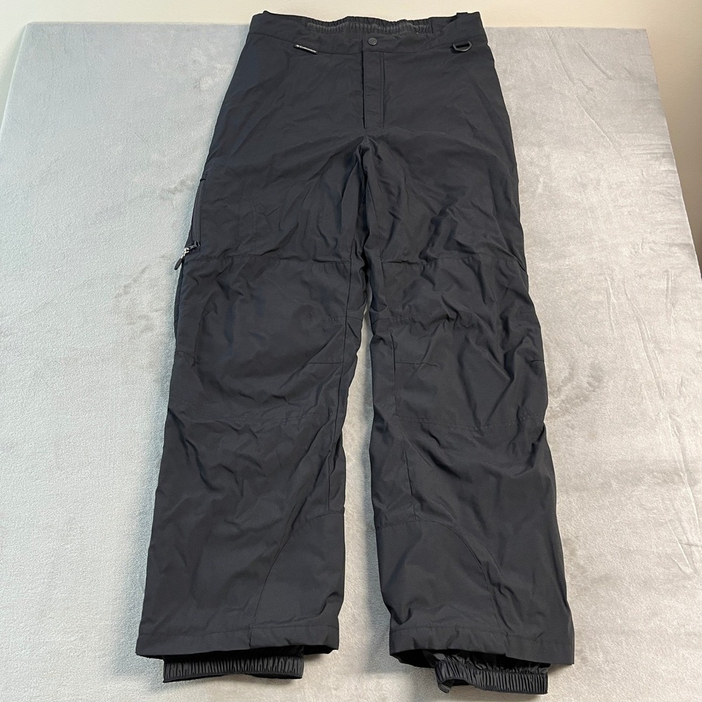Columbia Mens Black Insulated Snow Pants Full Side Zip Ski Bibs XL Winter 35x34